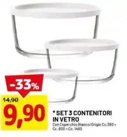 DPiù Set 3 contenitori in vetro offerta