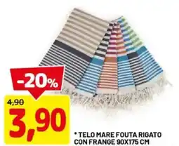 DPiù Telo mare fouta rigato con frange 90x175 cm offerta