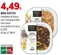 Basko BEN FATTO insalata di farro con mazzancolle, riso nero con pollo al curry offerta
