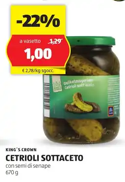 ALDI King's crown cetrioli sottaceto offerta