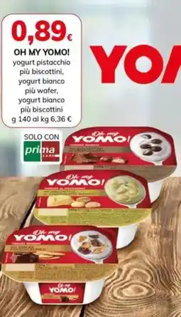 OH MY YOMO! yogurt pistacchio più biscottini, yogurt bianco più wafer, yogurt bianco più biscottini