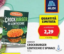 ALDI Zerbinati crockburger lenticchie e spinaci offerta