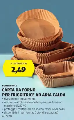 ALDI Power force carta da forno per friggitrice ad aria calda offerta