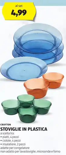 ALDI Crofton stoviglie in plastica offerta