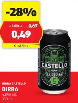 ALDI BIRRA CASTELLO Birra offerta