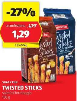 ALDI SNACK FUN Twisted sticks offerta