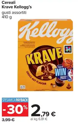 Carrefour Cereali Krave Kellogg's gusti assortiti offerta