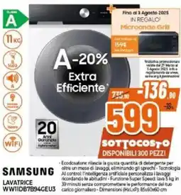 Expert SAMSUNG LAVATRICE WW11DB7B94GEU3 offerta
