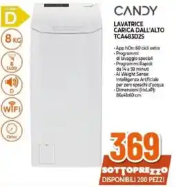 Expert CANDY LAVATRICE CARICA DALL'ALTO TCA483D2S offerta