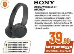 Expert SONY CUFFIA WIRELESS BT WHCH520 offerta