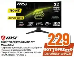 Expert MSI MONITOR CURVO GAMING 32" MAG325CQF offerta