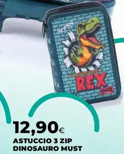Ipercoop Astuccio 3 zip dinosauro must offerta