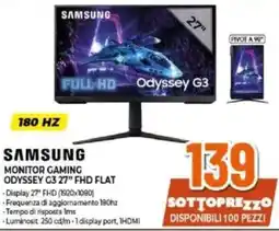 Expert SAMSUNG MONITOR GAMING ODYSSEY G3 27" FHD FLAT offerta