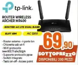 Expert tp-link ROUTER WIRELESS ARCHER MR400 offerta