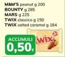 Basko M&M'S peanut BOUNTY MARS TWIX classico TWIX salted caramel offerta
