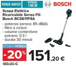 Carrefour Scopa Elettrica Ricaricabile Senza Fili Bosch BCS611P4A offerta