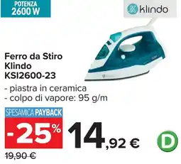 Carrefour Ferro da Stiro Klindo KSI2600-23 offerta