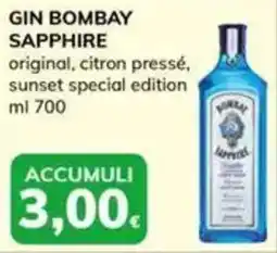 Basko GIN BOMBAY SAPPHIRE original, citron pressé, sunset special edition offerta