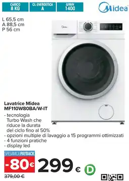 Carrefour Lavatrice Midea MF110W80BA/W-IT offerta