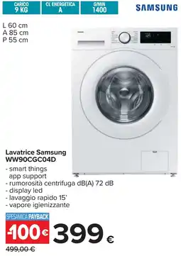 Carrefour Lavatrice Samsung WW90CGC04D offerta