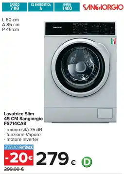 Carrefour Lavatrice Slim 45 CM Sangiorgio FS714CA9 offerta