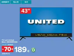 Carrefour TV Led United Mod. 43HS89VDA offerta