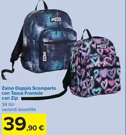 Carrefour Zaino Doppio Scomparto con Tasca Frontale con Zip offerta