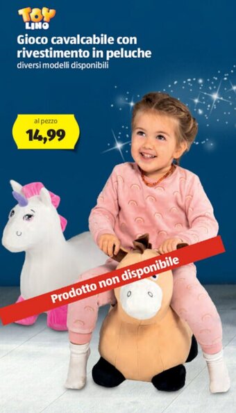 ALDI Toy Lino Gioco cavalcabile con rivestimento in peluche offerta