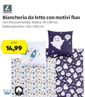 ALDI My Living Style Biancheria a letto con motivi fluo offerta