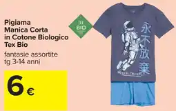 Carrefour Pigiama Manica Corta in Cotone Biologico Tex Bio offerta