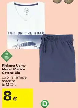 Carrefour Pigiama Uomo Mezza Manica Cotone Bio offerta
