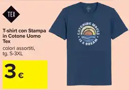 Carrefour T-shirt con Stampa in Cotone Uomo Tex offerta