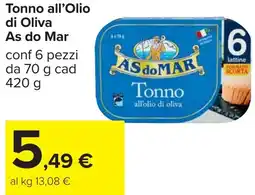 Carrefour Tonno all'Olio di Oliva As do Mar offerta