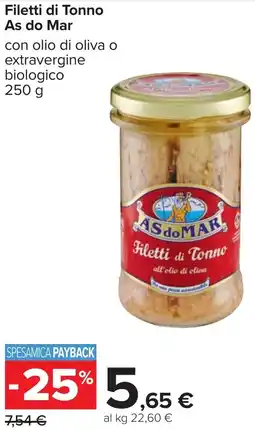 Carrefour Filetti di Tonno As do Mar offerta