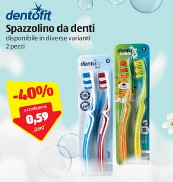 ALDI Dentofit Spazzolino da denti 2 pezzi offerta