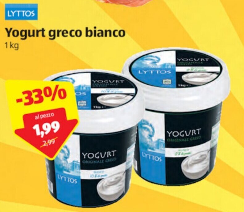 Lyttos Yogurt greco bianco 1kg offerta di ALDI