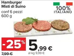 Carrefour Hamburger Misti di Suino offerta