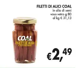 Coal FILETTI DI ALICI COAL in olio di semi vaso vetro offerta