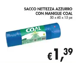 Coal Sacco nettezza azzurro con maniglie COAL offerta