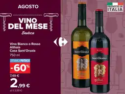 Carrefour Vino Bianco o Rosso Althaia Casa Sant'Orsola offerta