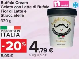 Carrefour Buffalo Cream Gelato con Latte di Bufala Fior di Latte e Stracciatella offerta
