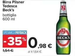 Carrefour Birra Pilsner Tedesca Beck's offerta