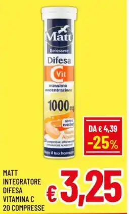 A&O Matt integratore difesa vitamina c 20 compresse offerta