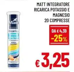 A&O Matt integratore ricarica potassio e magnesio 20 compresse offerta