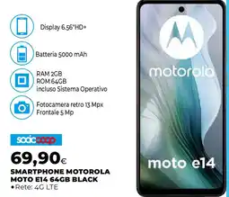 Extracoop SMARTPHONE MOTOROLA MOTO E14 64GB BLACK offerta