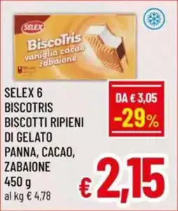 A&O Selex 6 biscotris biscotti ripieni di gelato panna, cacao, zabaione offerta