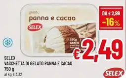 A&O Selex vaschetta di gelato panna e cacao offerta