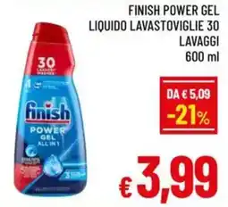 A&O Finish power gel liquido lavastoviglie offerta