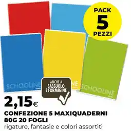 Extracoop Confezione 5 maxiquaderni 80g 20 fogli offerta