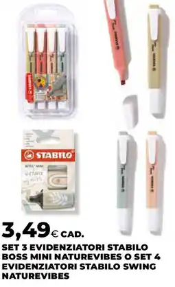 Extracoop Set 3 evidenziatori stabilo boss mini naturevibes o set 4 evidenziatori stabilo swing naturevibes offerta